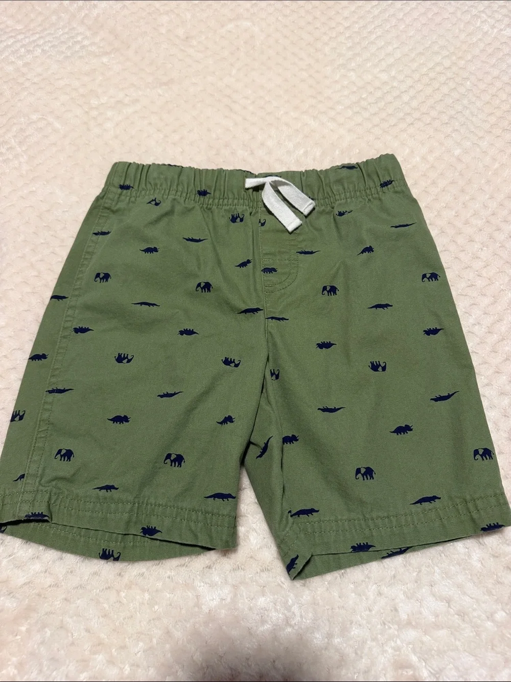 Carter's Olive Green Shorts with Navy Animal Prints